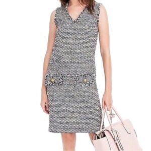J. Crew Sheath Fringe Tweed Dress
